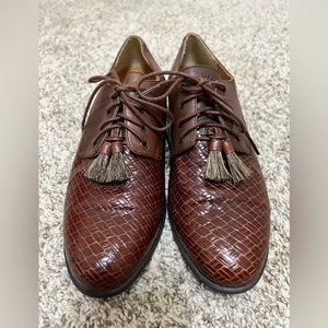 Ariat Oxford Lace Up Woven Design Leather Shoe Tassel Detail Women’s 8